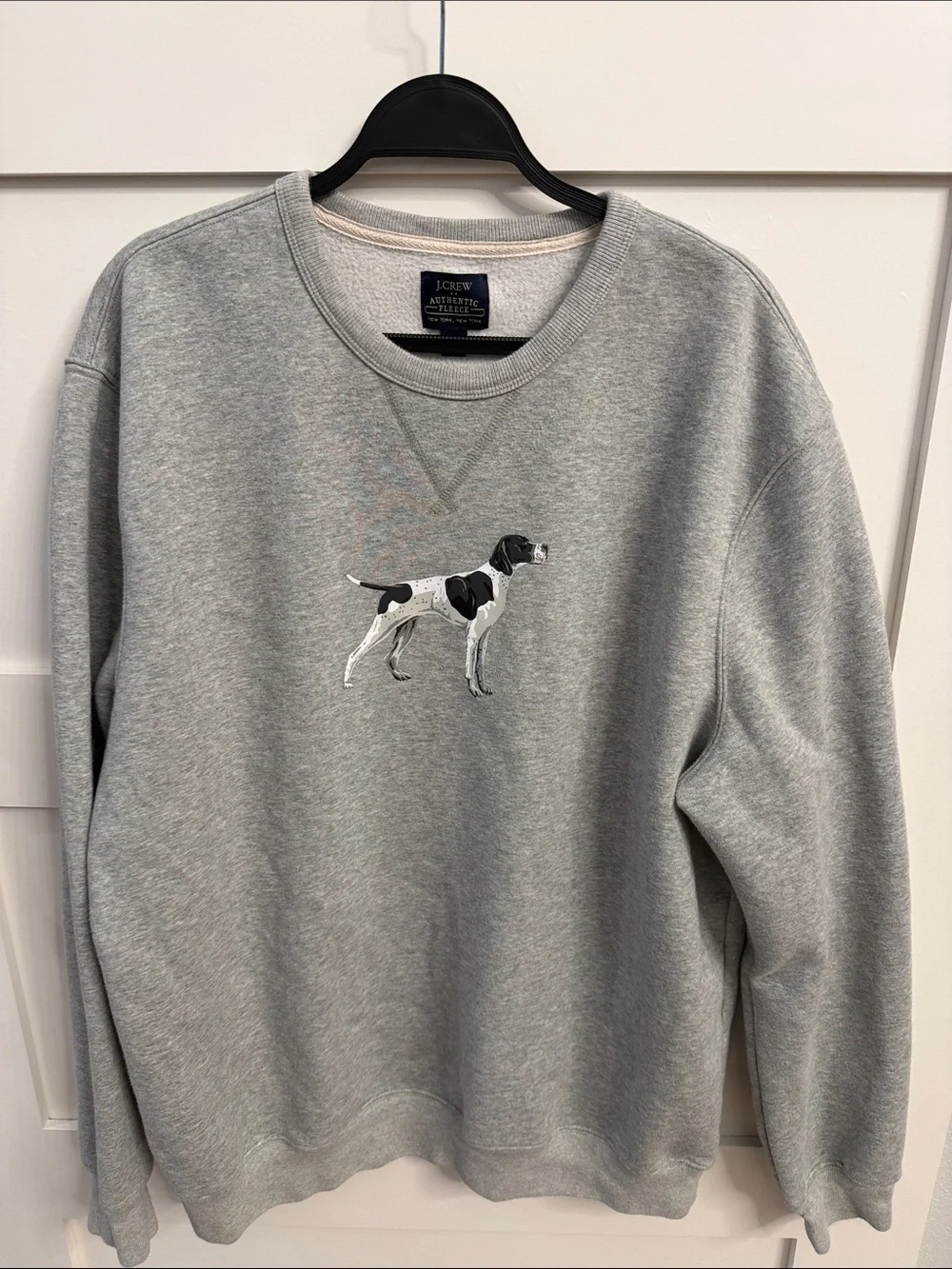 J. Crew Gray Crewneck Sweatshirt with Pointer Dog Motif